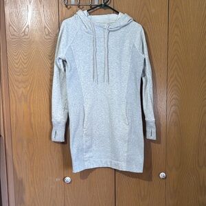 Athleta Light Gray Hooded Women's small sweatshirt dress gray